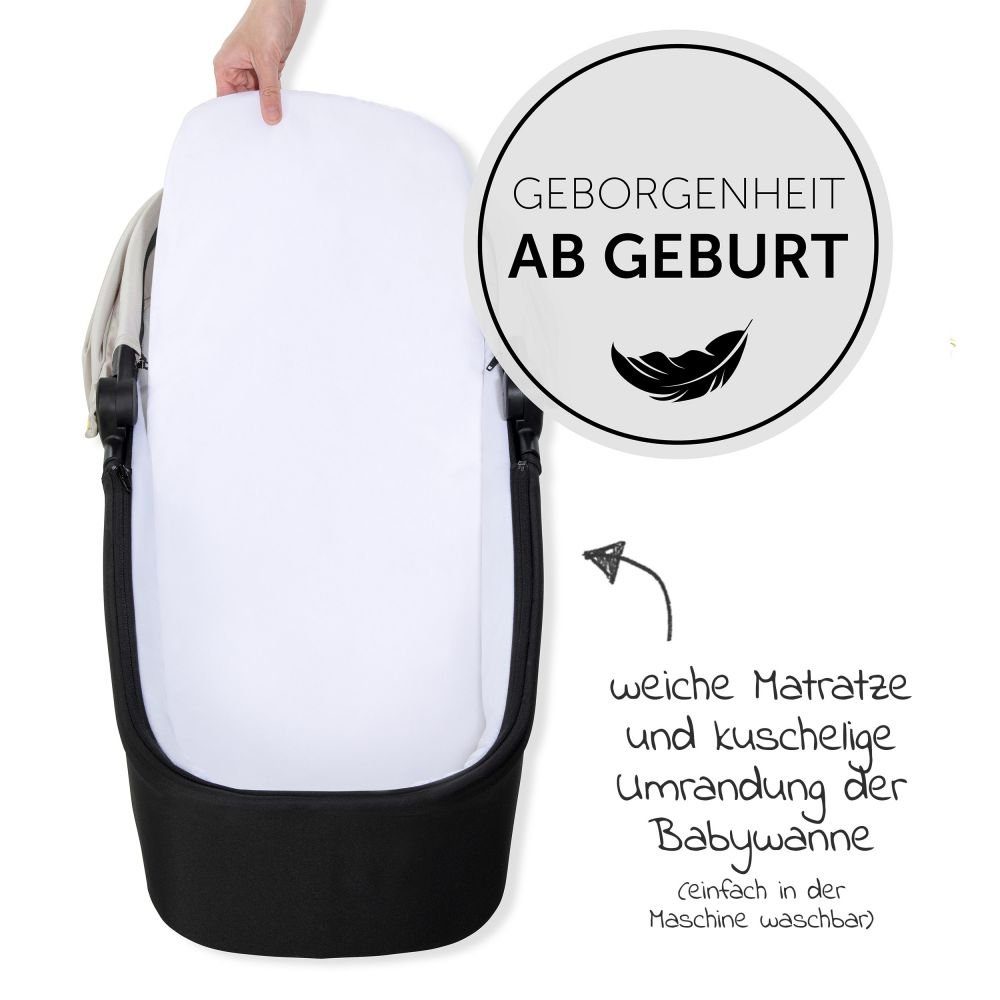 Hauck Kombi-Kinderwagen Move so Simply - Beige Neon, 2in1 Kinderwagen Buggy inkl. Babywanne & Sportsitz mit Liegefunktion