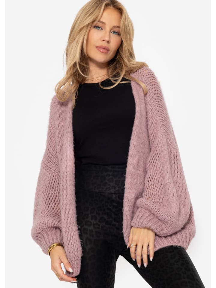 SASSYCLASSY Oversize Strick-Cardigan in Altrosa günstig kaufen