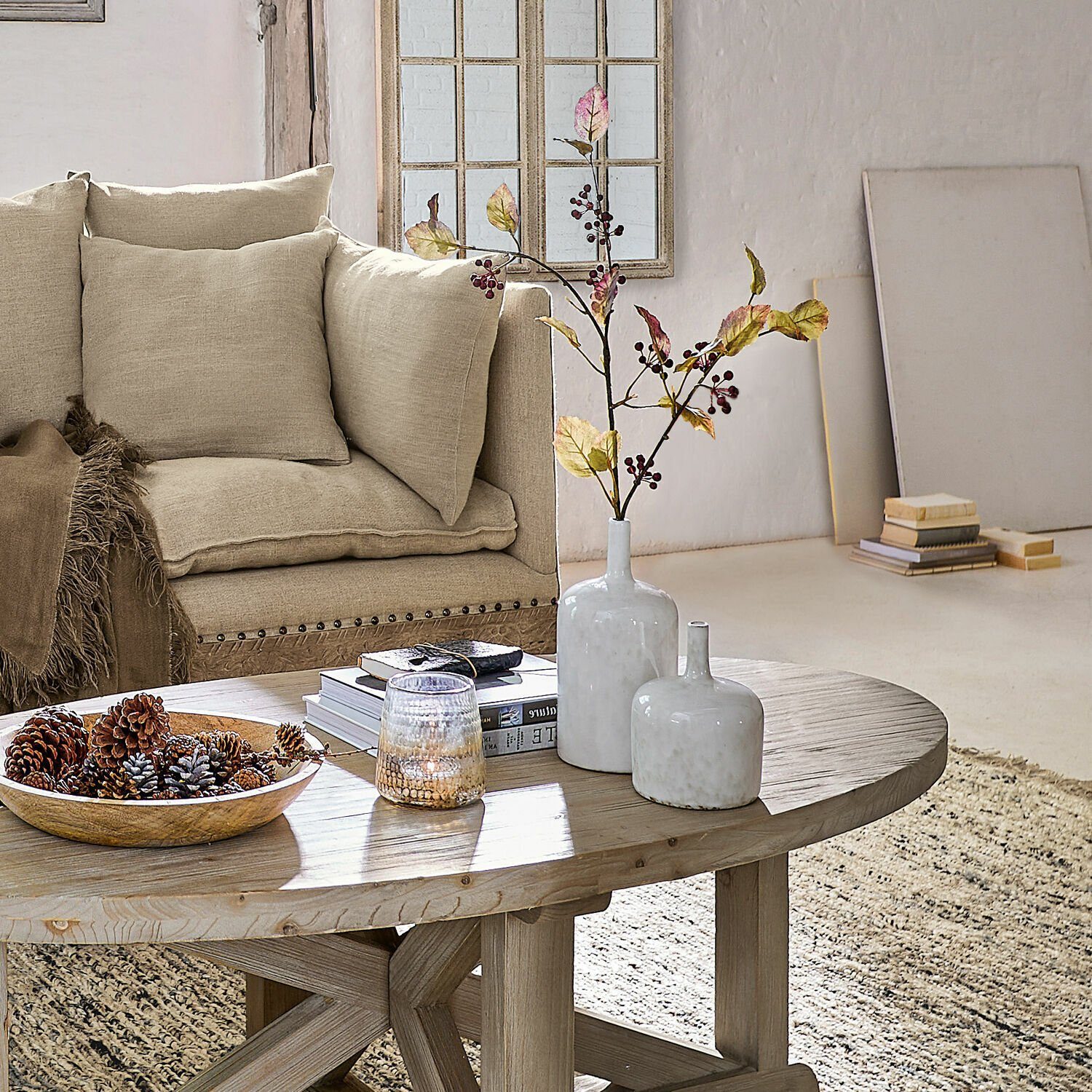 Mirabeau Tischvase Vase 2er Set Kurys creme