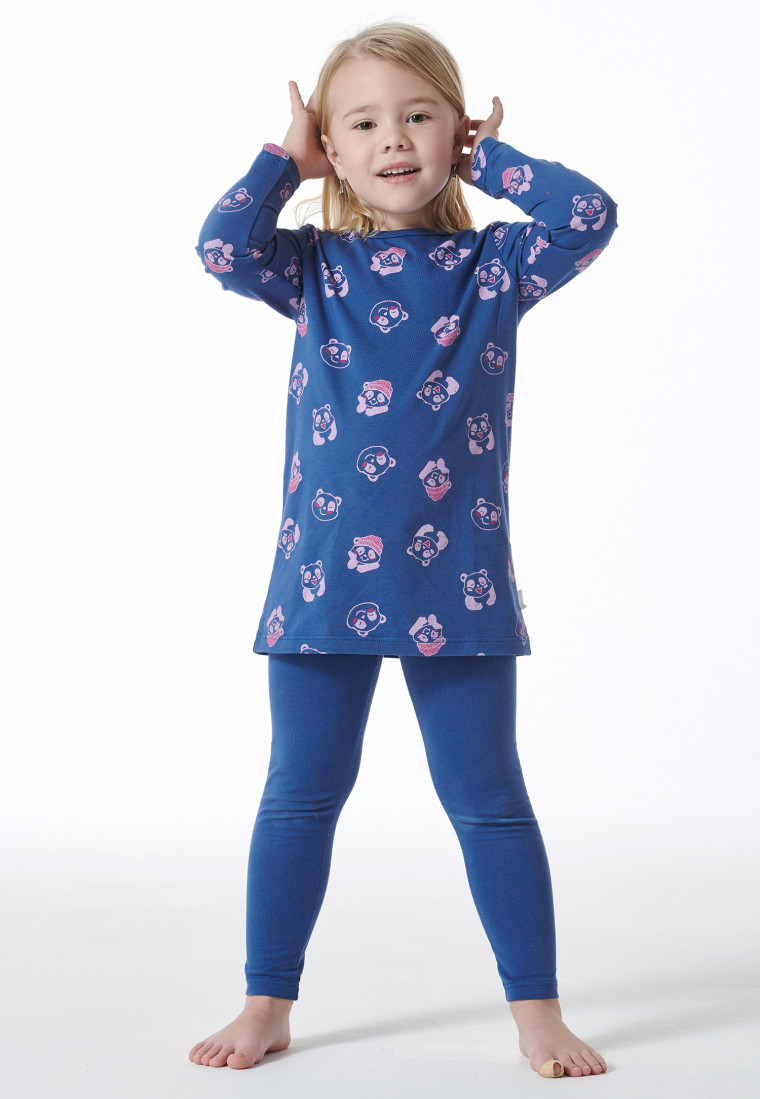 Schlafanzug lang Organic Cotton Leggings Panda blau - Girls World