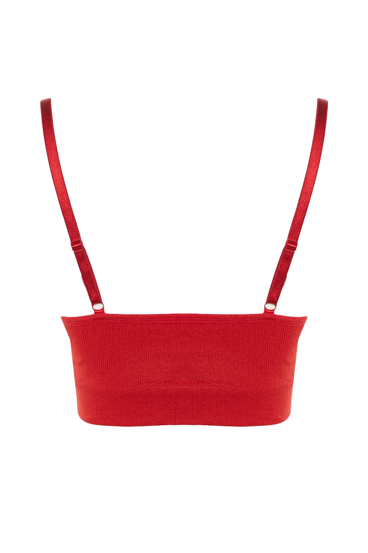 Trendyol Collection  Roter nahtloser/nahtloser Strick-BH mit überzogenen Seilträgern THMAW22SU0043