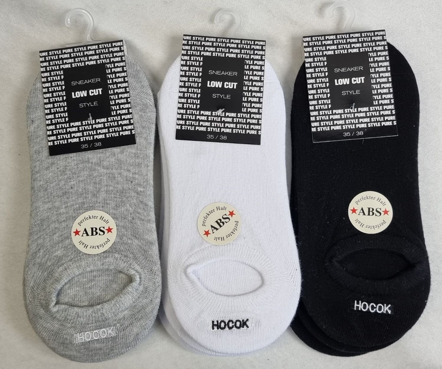 Toker Collection® Sneakersocken CNB Low Cut Sneaker BW mit ABS und Stickerei 3er Pack 3 Farben (Packung, 3 Paar) mit Stickerei in der Ferse