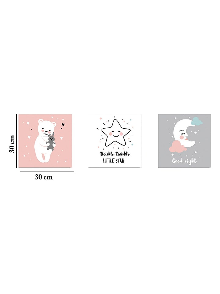 Epheria Kids 3er-Set: Leinwanddruck in Rosa/ Weiß/ Grau günstig kaufen onesize