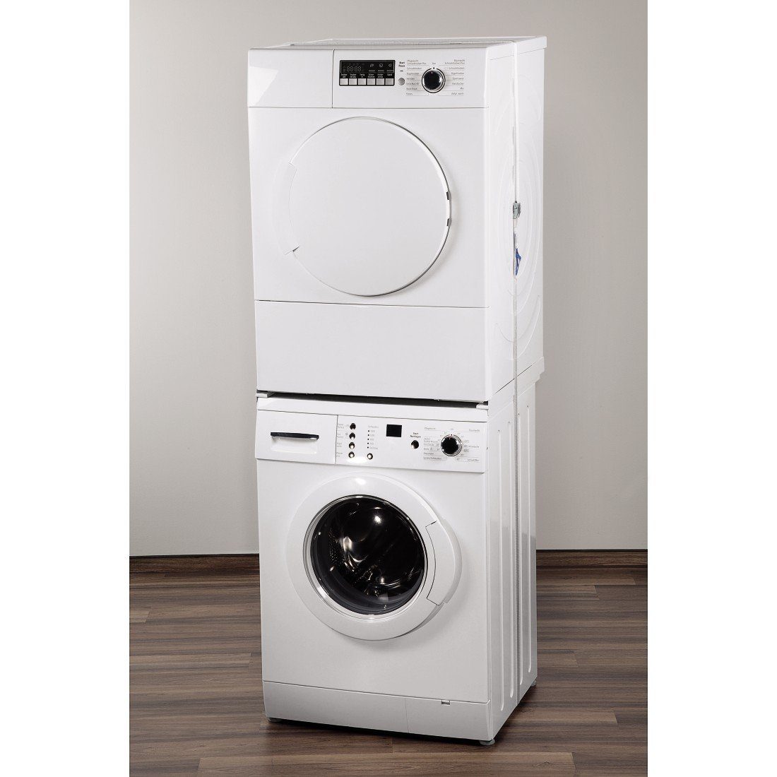 Xavax Zwischenbaurahmen (offene Front) für Waschmaschine & Trockner, 55-66cm, Mit Sicherungs-Zurrgurt