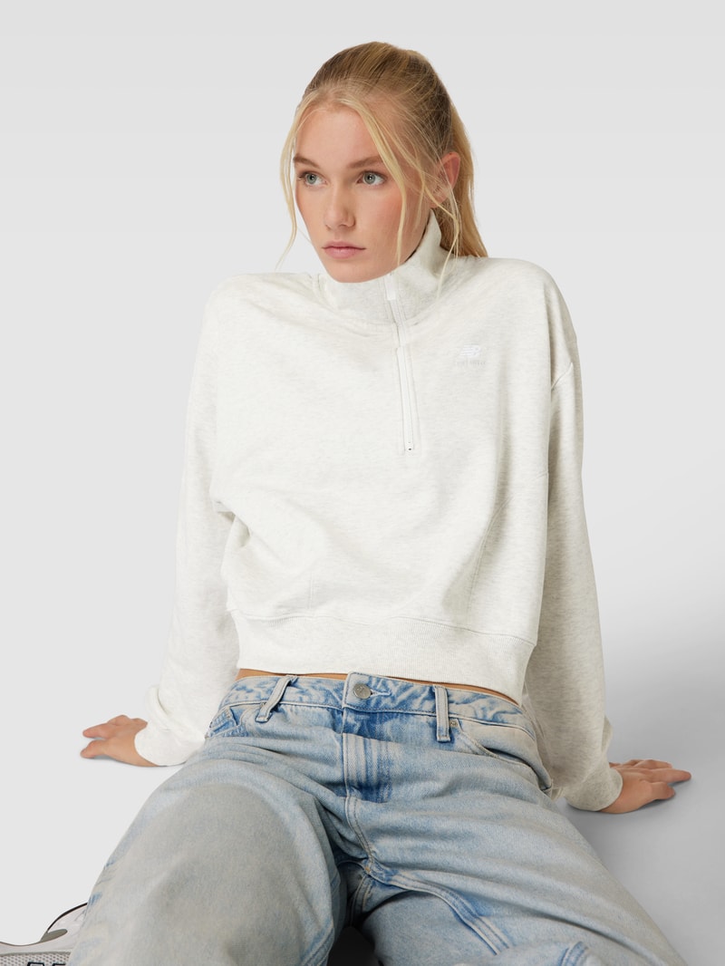 Sweatshirt mit Label-Stitching in mittelgrau meliert