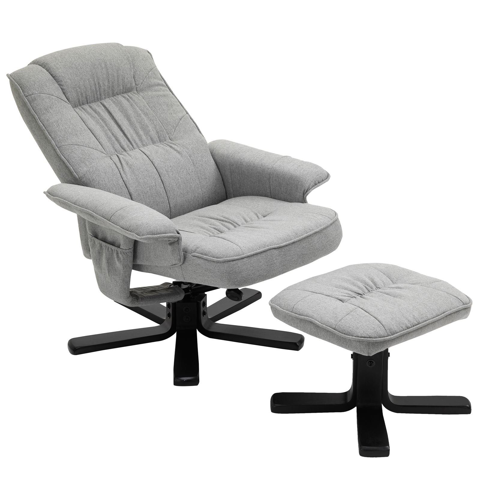 IDIMEX Relaxsessel CHARLY, Relaxsessel mit Hocker Fernsehsessel Gestell schwarz Polstersessel Sto