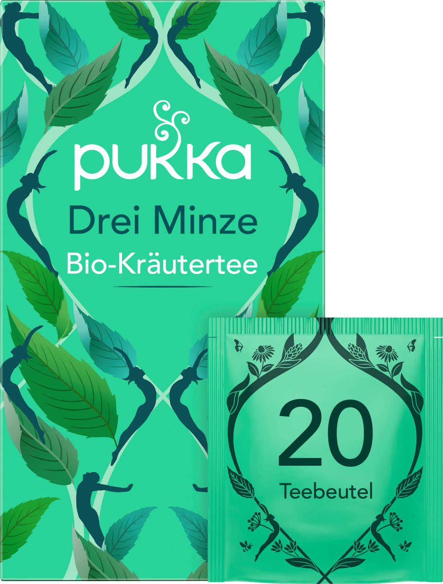 Kräutertee \Drei Minze\ mit Pfefferminze, Grüner Minze, Ackerminze (20 Beutel), 32 g