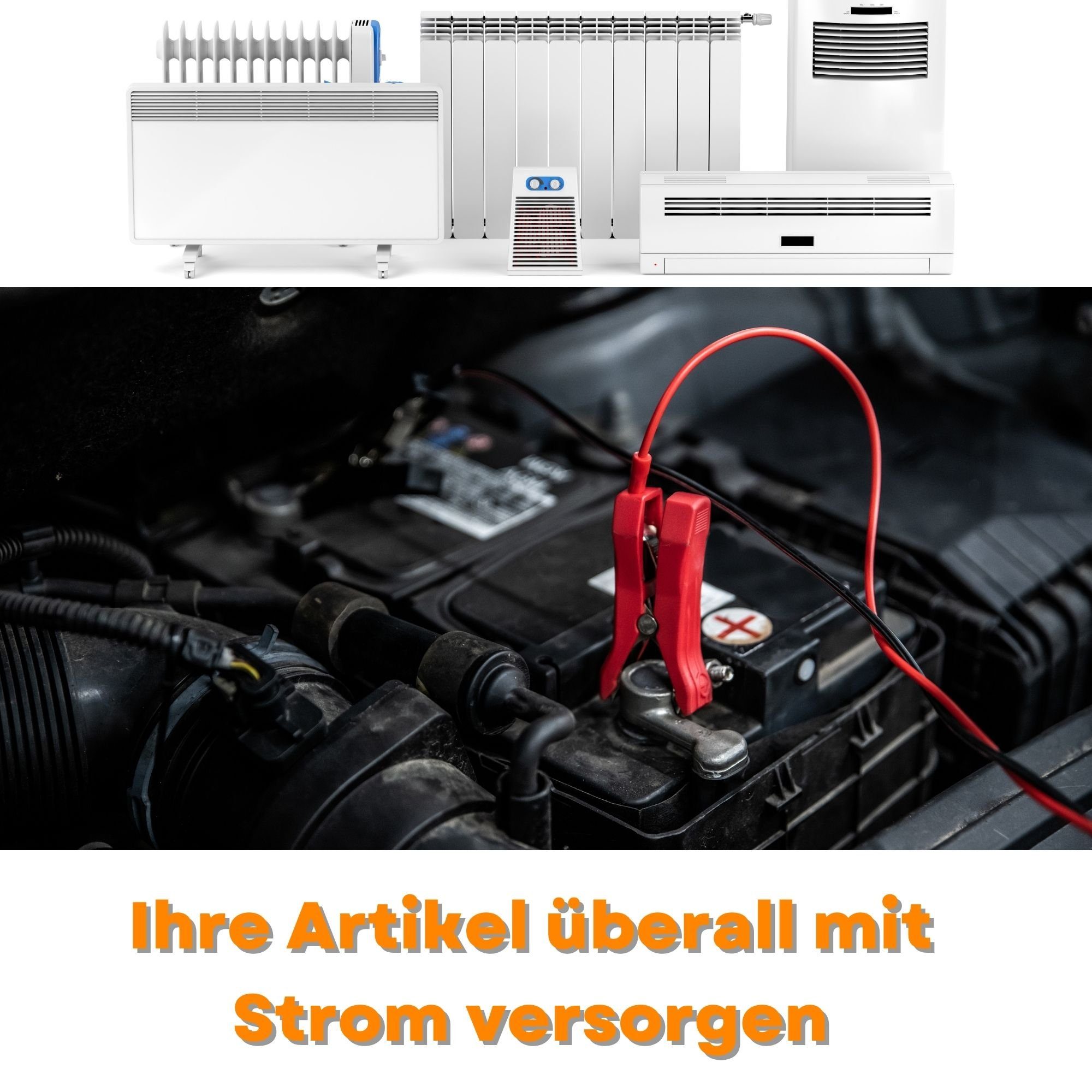 Fine Life Pro Stromerzeuger Power Station QE01-500Wh/1008Wh Mit Solar panel PV200, 1,20 in kW, (Set, 2-tlg., Notfall-Solar Generator), Bequem und leicht,Ausgangsleistung,500Wh/1008Wh