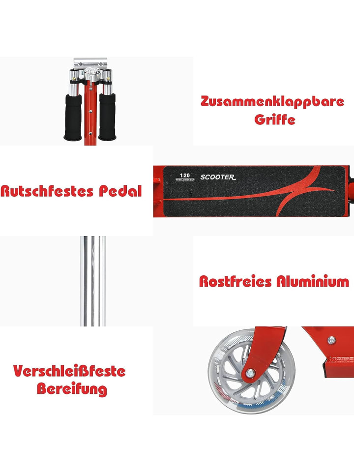 COSTWAY Kinderroller ab 4 Jahre in Rot günstig kaufen 70 cm