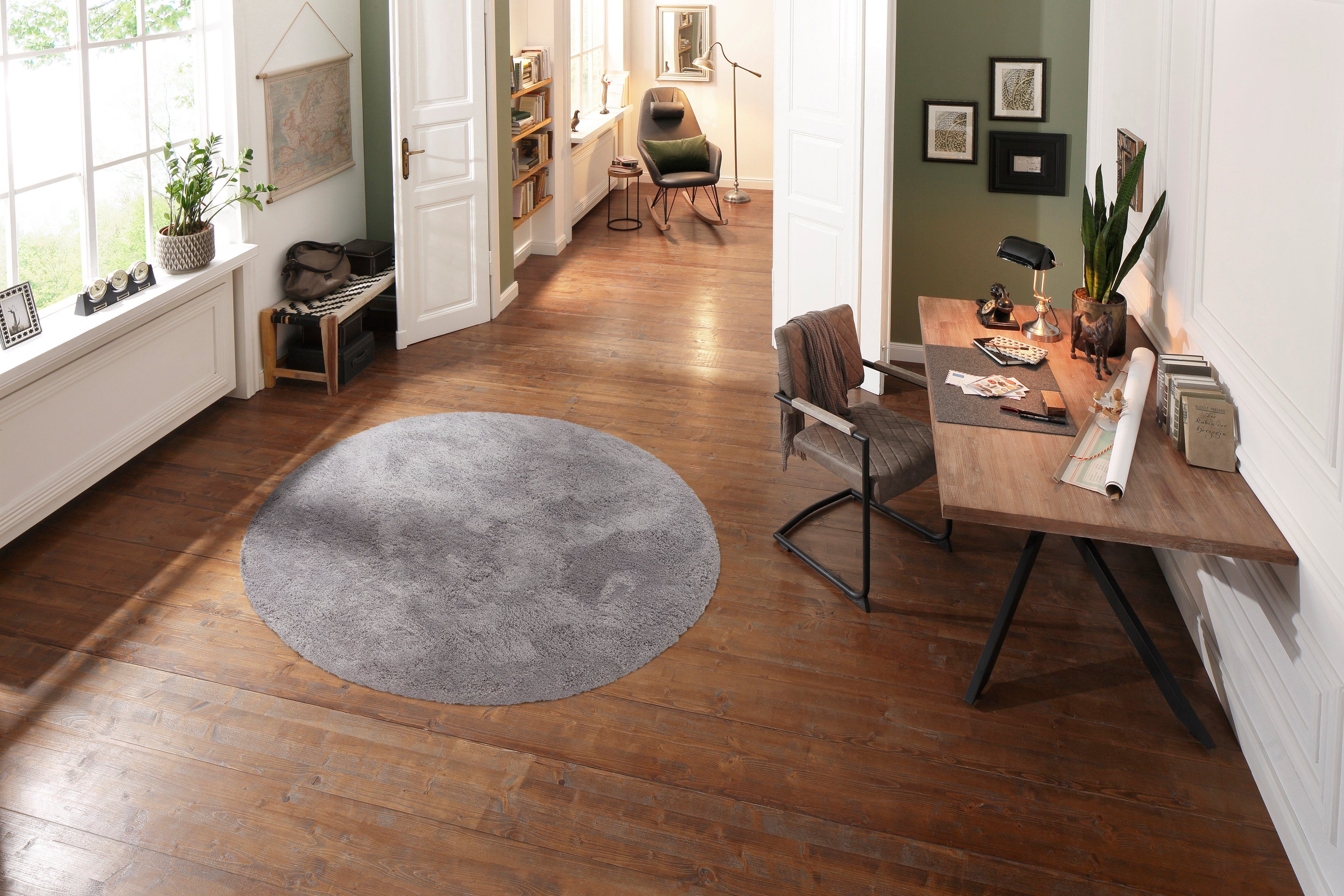Teppich Desner, my home, rund, Höhe: 38 mm, Microfaser, Hochflor Teppiche, Wohnzimmer, Schlafzimmer, Kinderzimmer