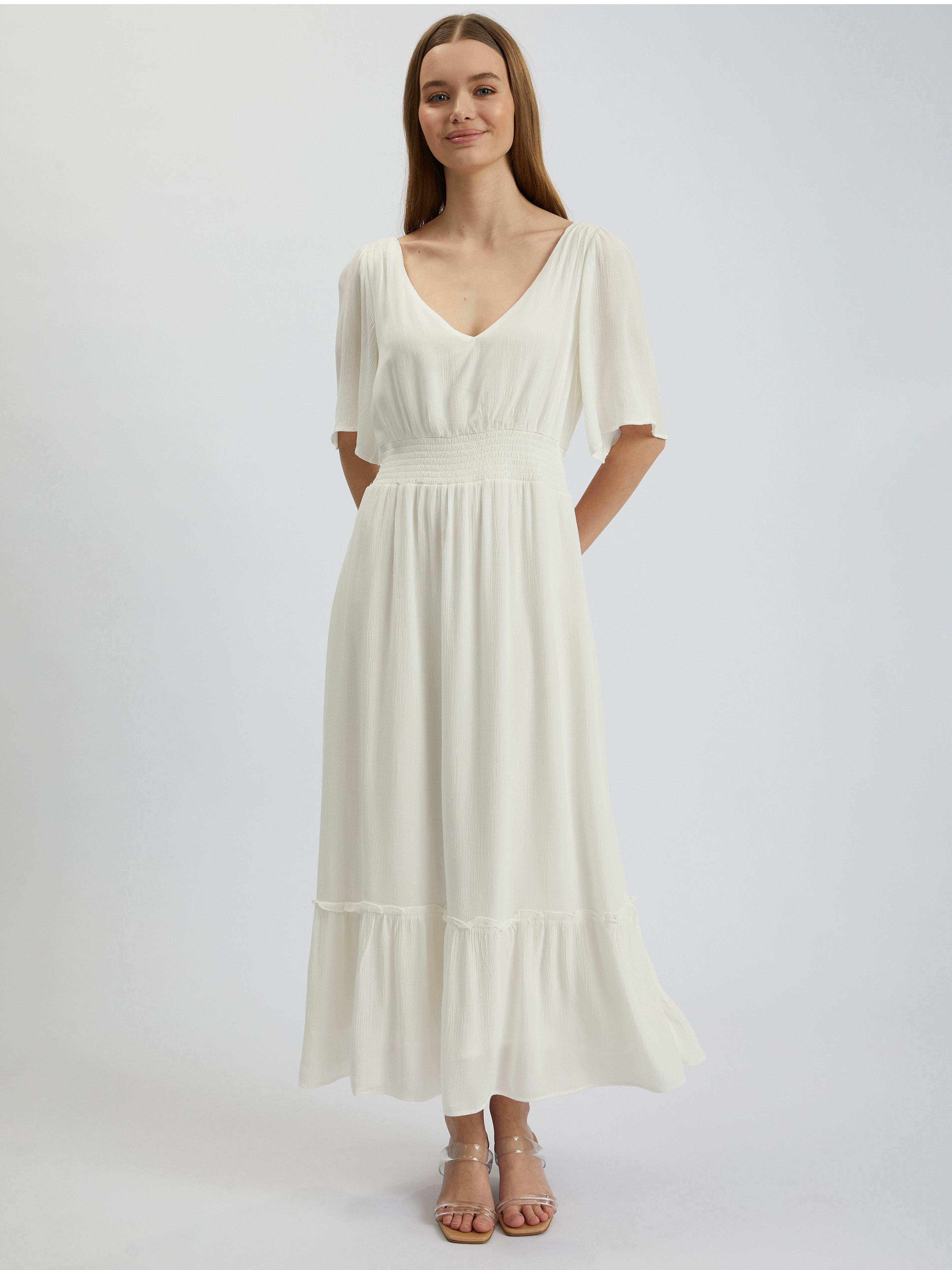 Cremefarbenes Damen-Maxikleid ORSAY
