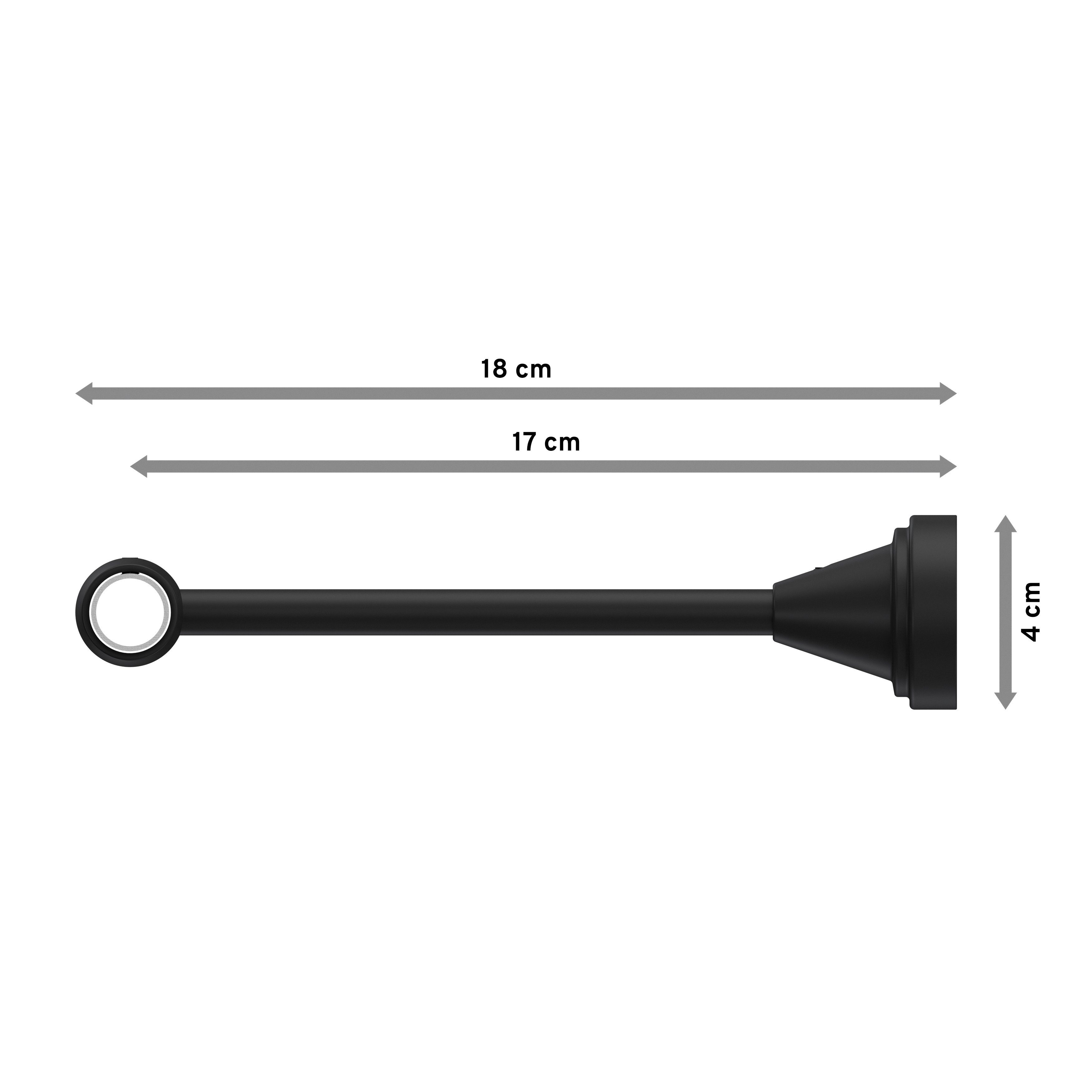 Gardinenstange Primus Paolo, INTERDECO, Ø 16 mm, 1-läufig, Wandmontage, Deckenmontage, Schwarz