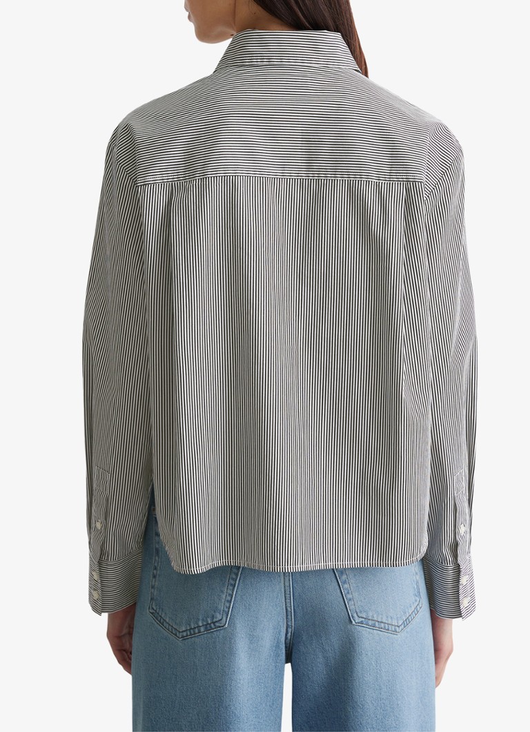 Marc O'Polo Cropped blouse with stripe print