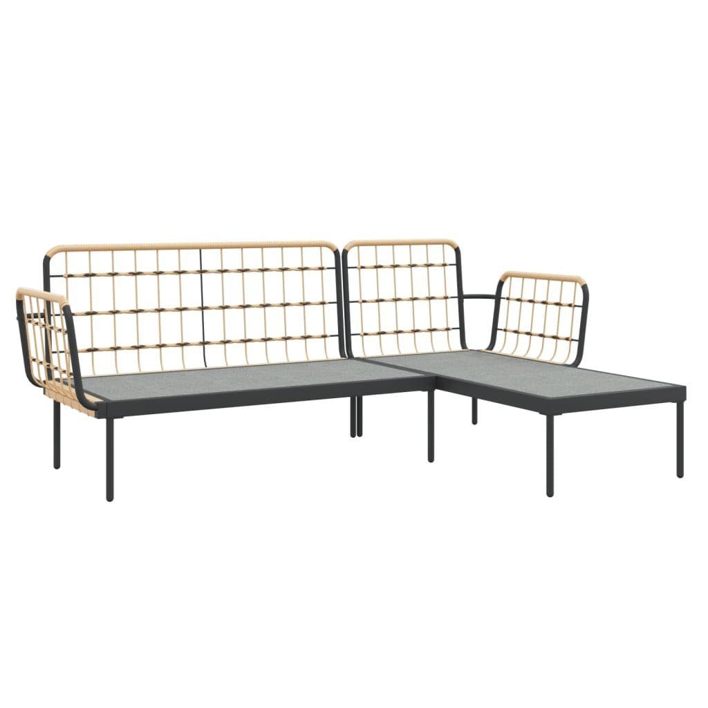 vidaXL Gartenlounge-Set 3-tlg. Garten-Lounge-Set mit Kissen Dunkelgrau Poly Rattan, (3-tlg)