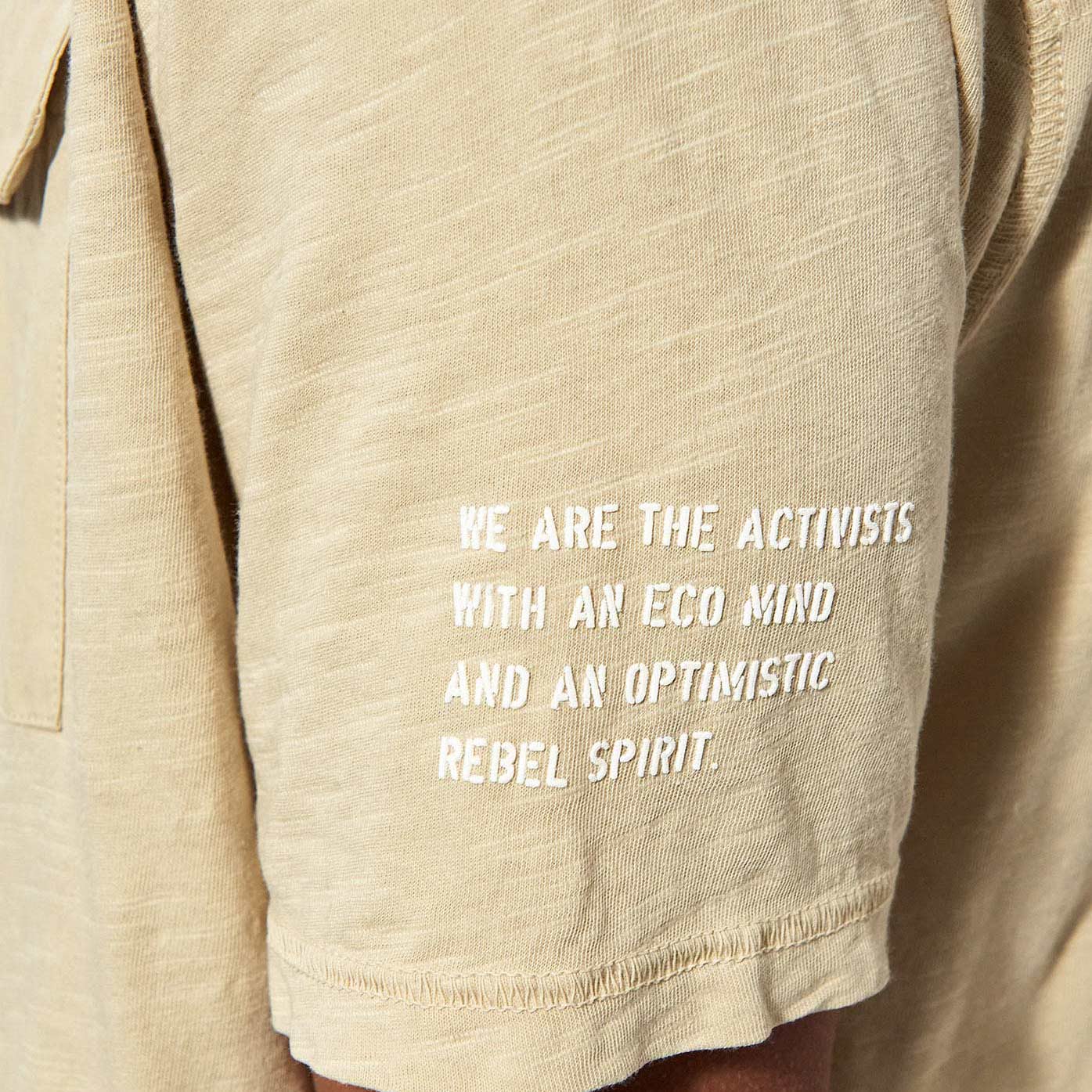 MOSHI  T-shirt bi matière beige chiné Homme en 100% coton bio