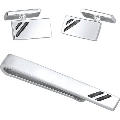 KUZZOI Krawattennadel Manschettenknöpfe Set Elegant 925 Silber