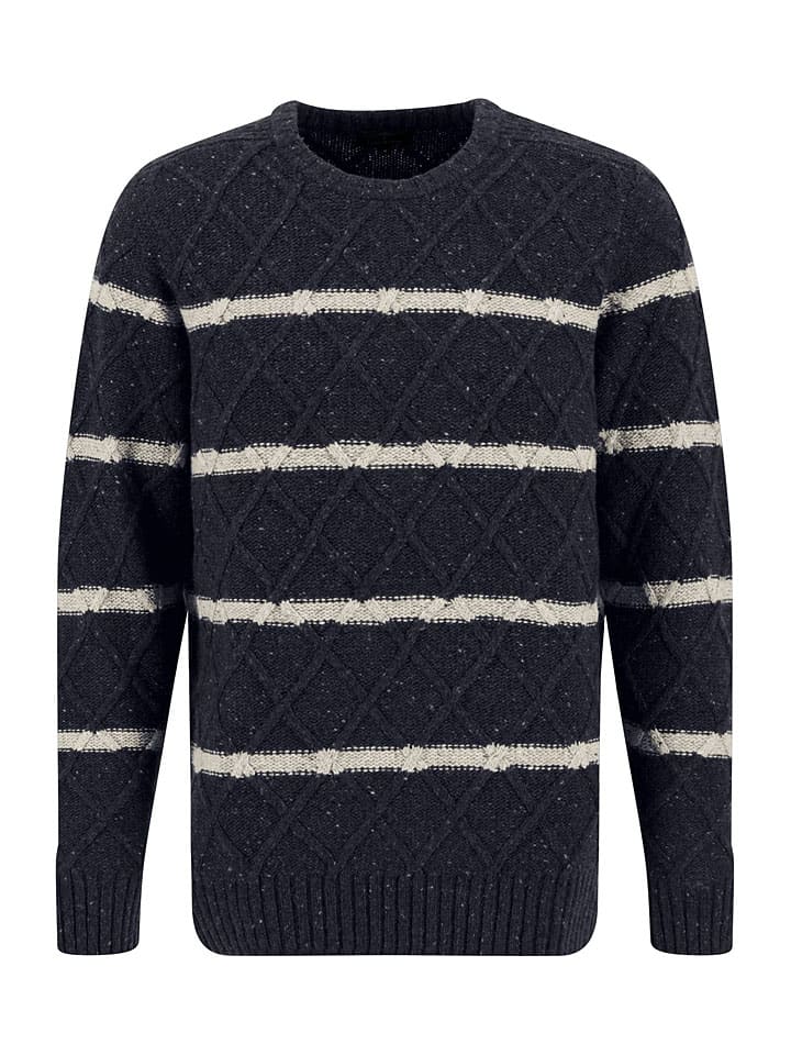 FYNCH-HATTON Pullover in Dunkelblau/ Creme günstig kaufen