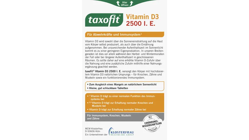 Taxofit Vitamin D3 2500 I.E.