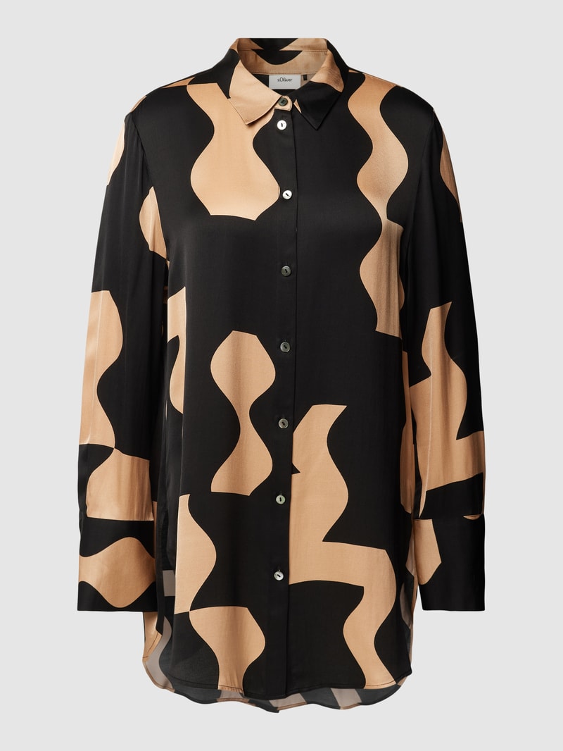 Bluse mit Allover-Muster in camel