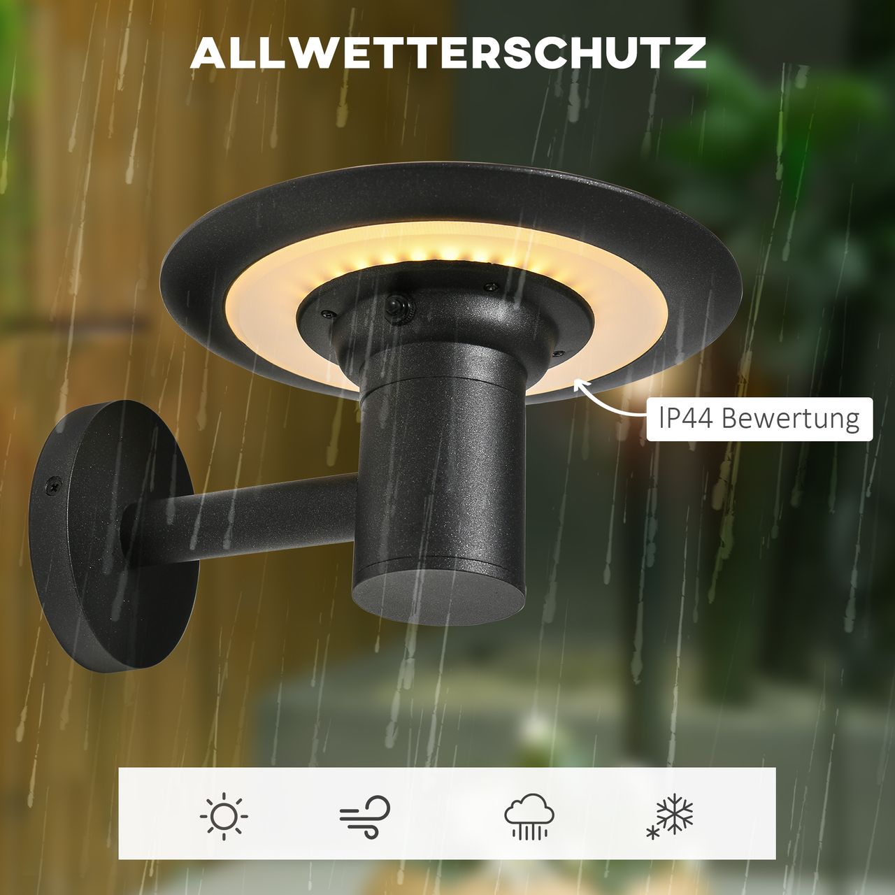 Outsunny Außenwandleuchte Solar Wandleuchte mit 2 Lichtmodi Vintage-Design Solarleuchten Gartenbeleuchtung IP44 Schutz Aluminium Schwarz 25 x 23,5 x 22 cm