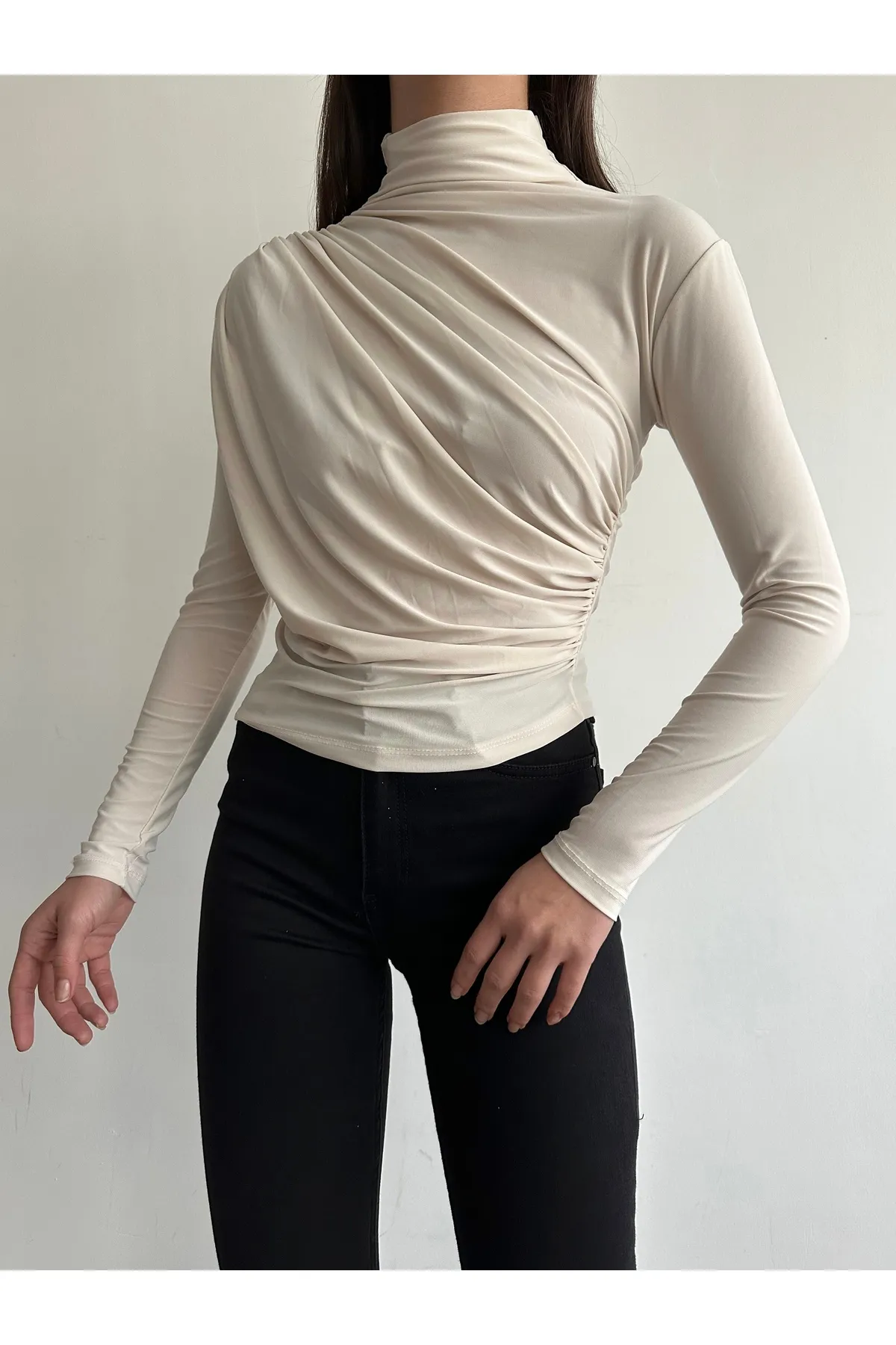 BEJNA  Bluse - Beige - Regular Fit