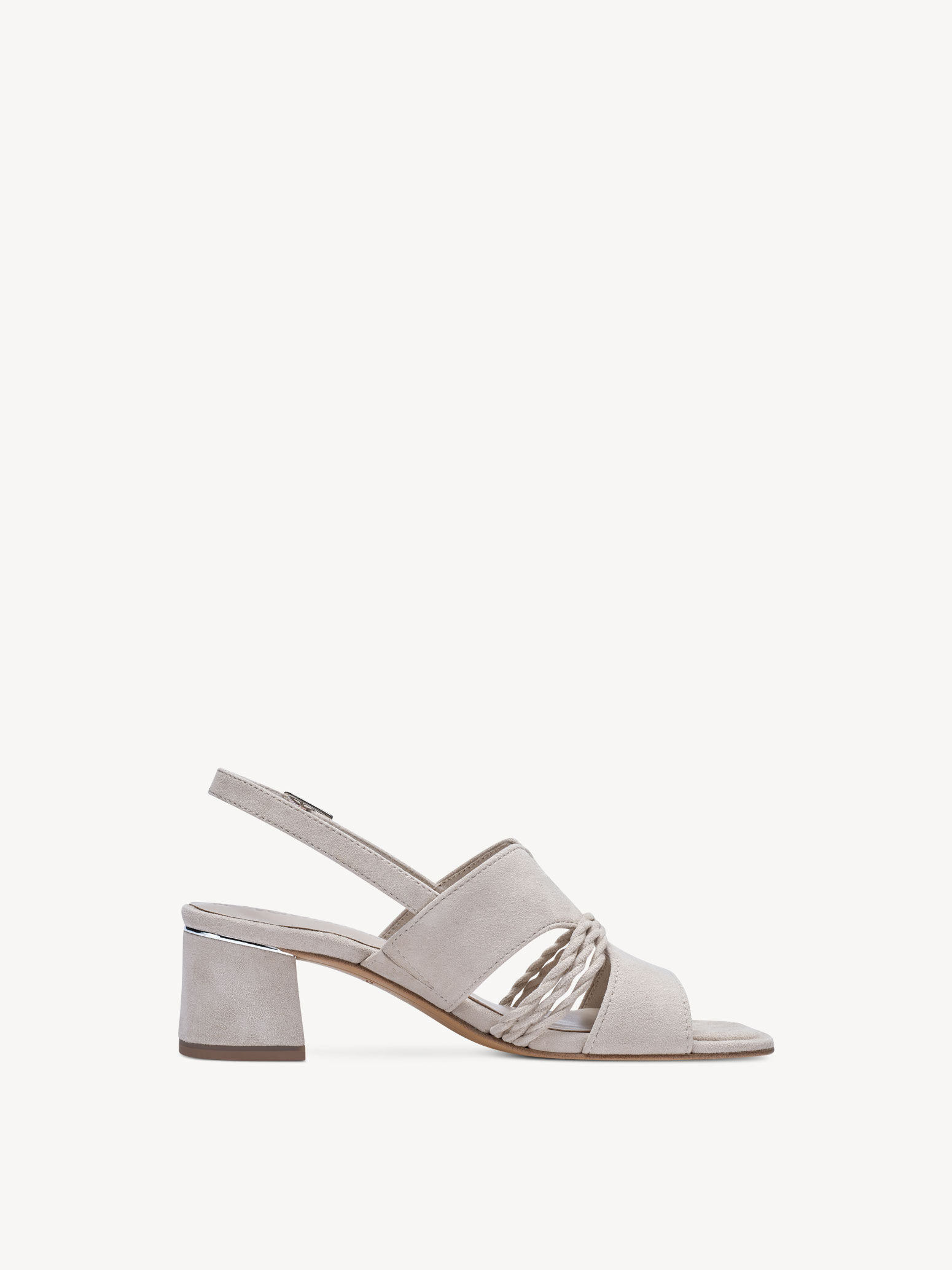 Sandale à talon en cuir - beige