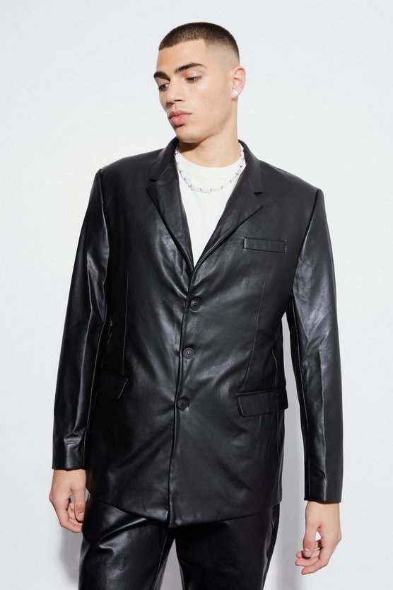 Lockere PU-Anzugjacke