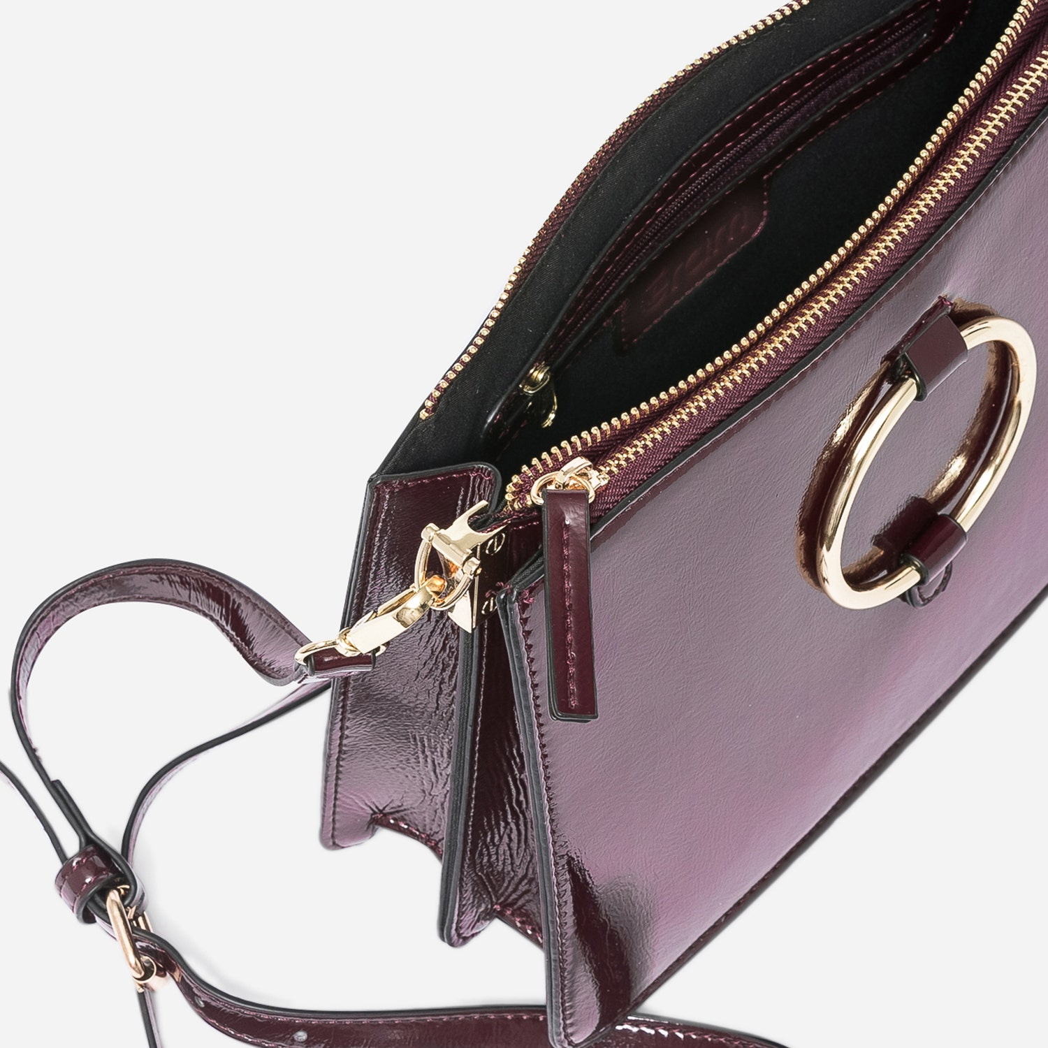 Double pochette bordeaux effet verni