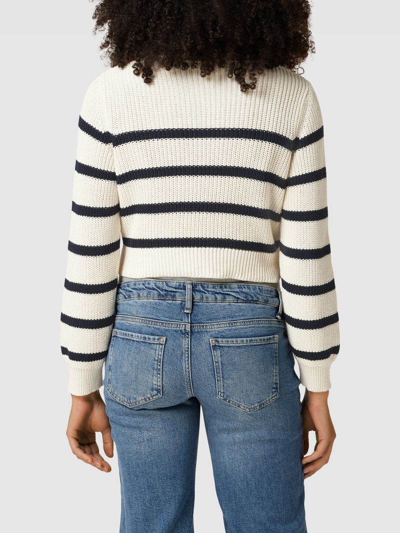 Cropped Umstands-Pullover in Strick-Optik Modell 'PIXIE' in offwhite