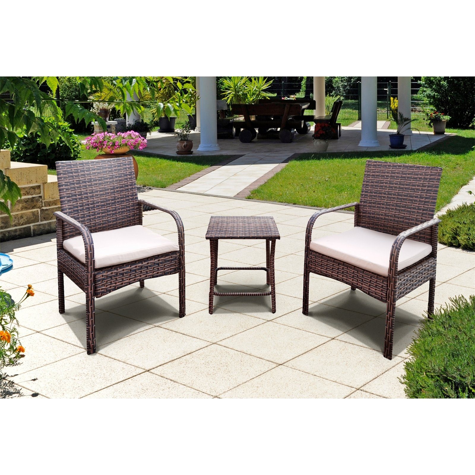 HTI-Living Balkonset Balkonmöbel San Vito, (Set, 3-tlg), Stühle Beistelltisch 2 Personen Polyrattan