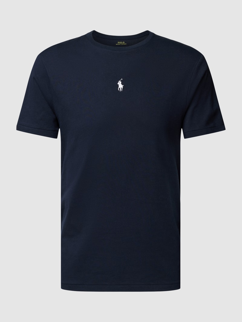 T-Shirt mit Logo-Stitching in marineblau