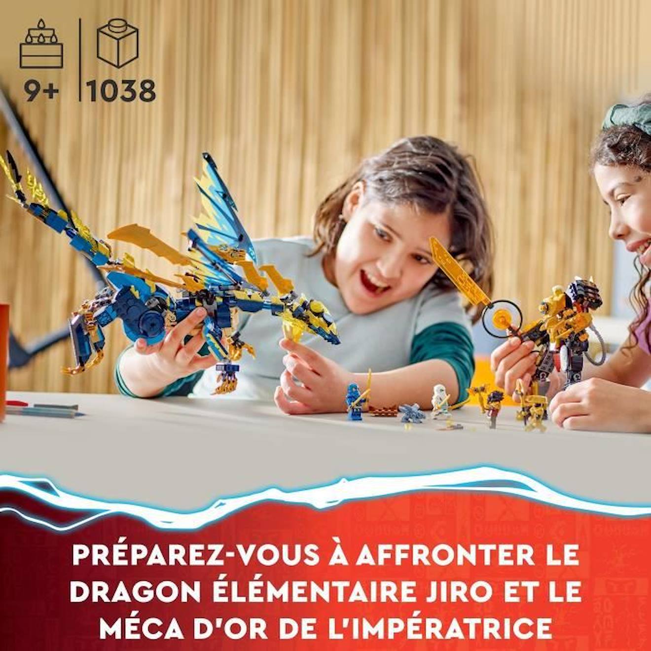 LEGO® NINJAGO 71796 Le Dragon Élémentaire contre le Robot de l’Impératrice, Grand Jouet bleu