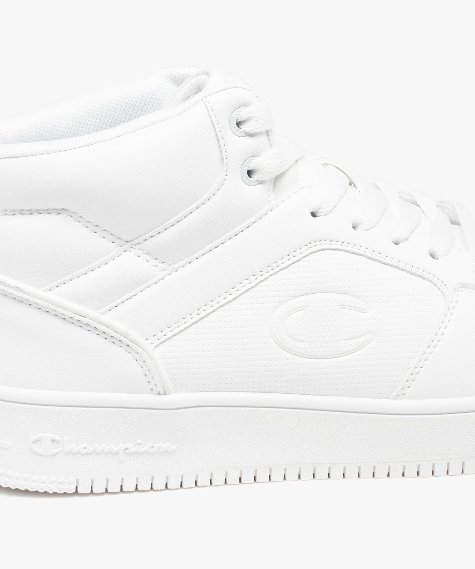 Baskets homme mid-cut unies à col matelassé et à lacets -... blanc | GEMO