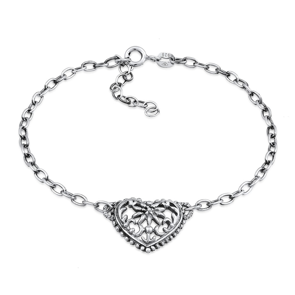 Elli Elli Bracelet Femmes Pendentif coeur Edelweiss Dirndl en Argent Sterling 925 Bracelet