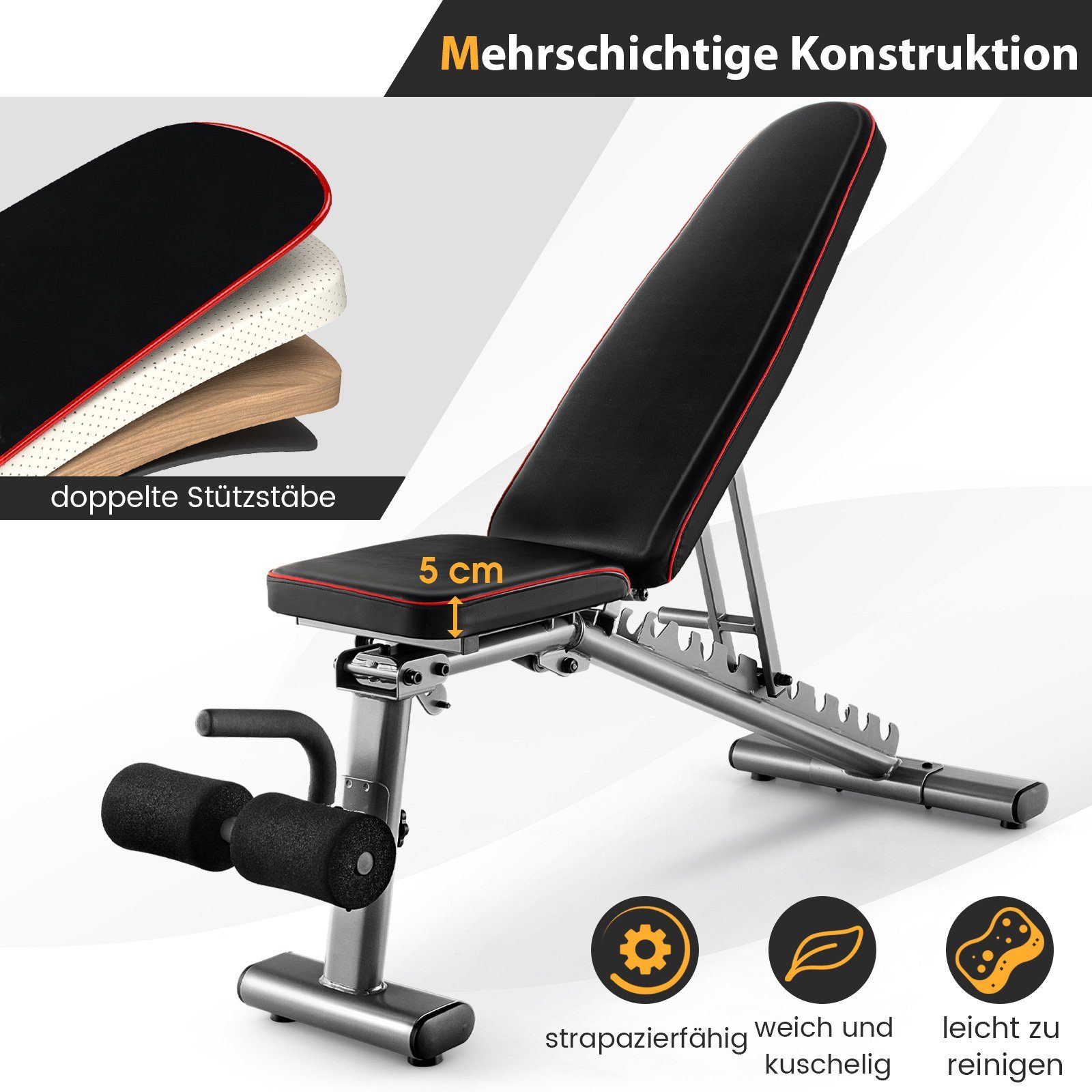 COSTWAY Hantelbank Trainingsbank, klappbar & verstellbar