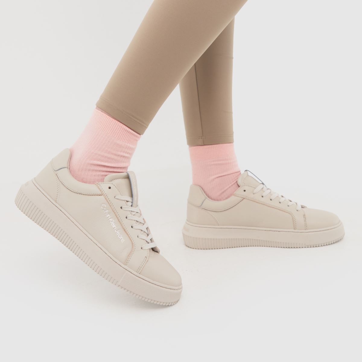 CK Jeans – Beige grova träningsskor med 3 kupsålar