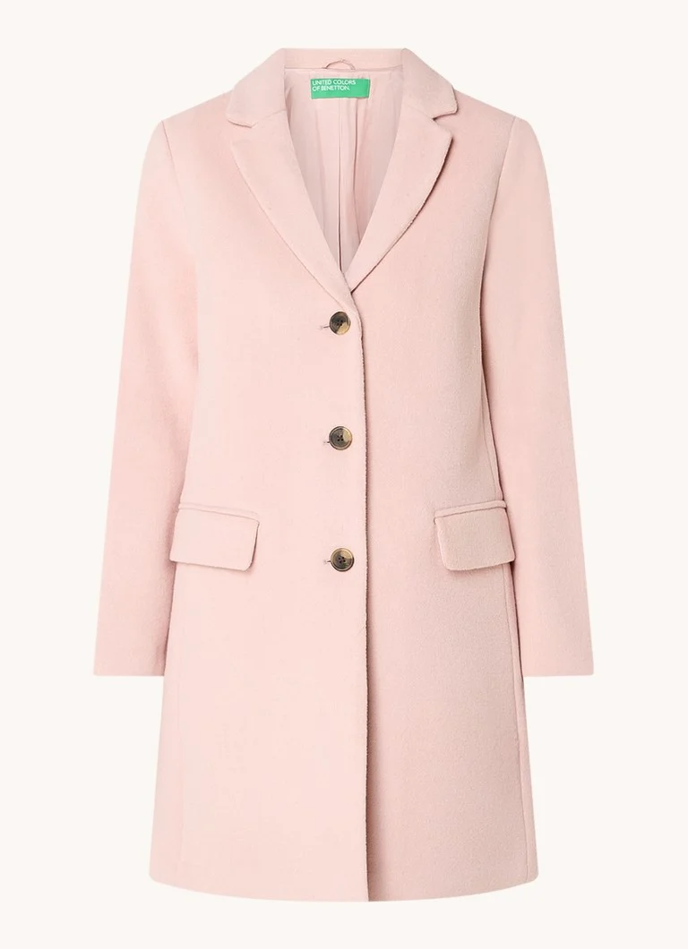 Palton Benetton din amestec de lână cu buzunare cu clapă