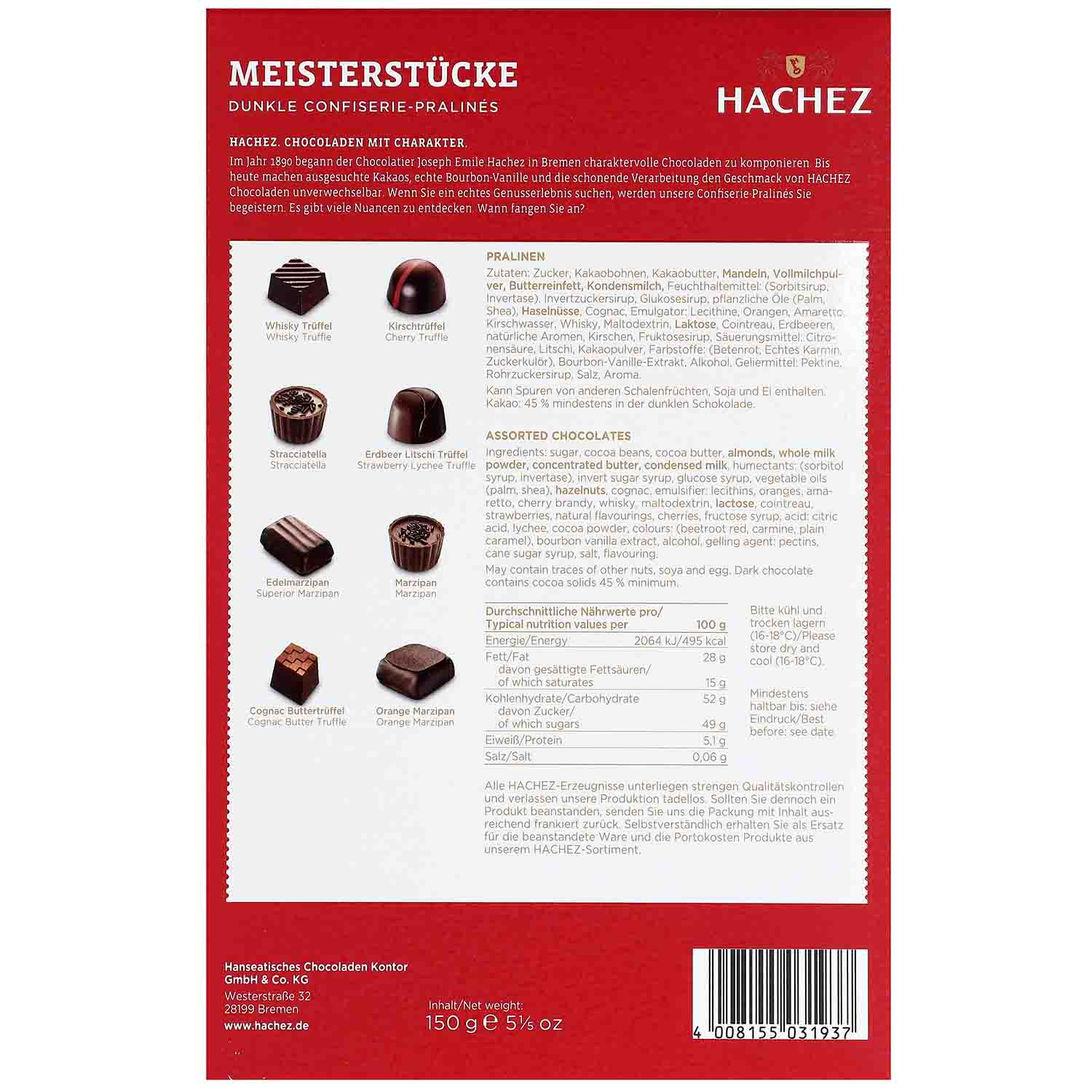 Hachez Meisterstücke Dunkel 150g