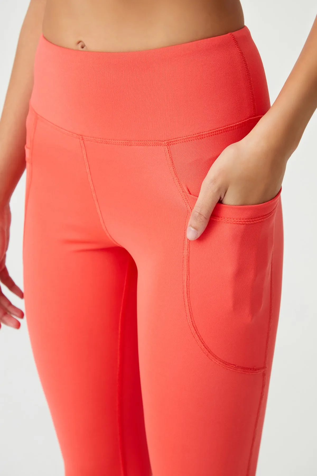 LOS OJOS  Korallenrote Bootcut-Strumpfhose mit hoher Taille und doppelter Tasche und ausgestelltem Bein