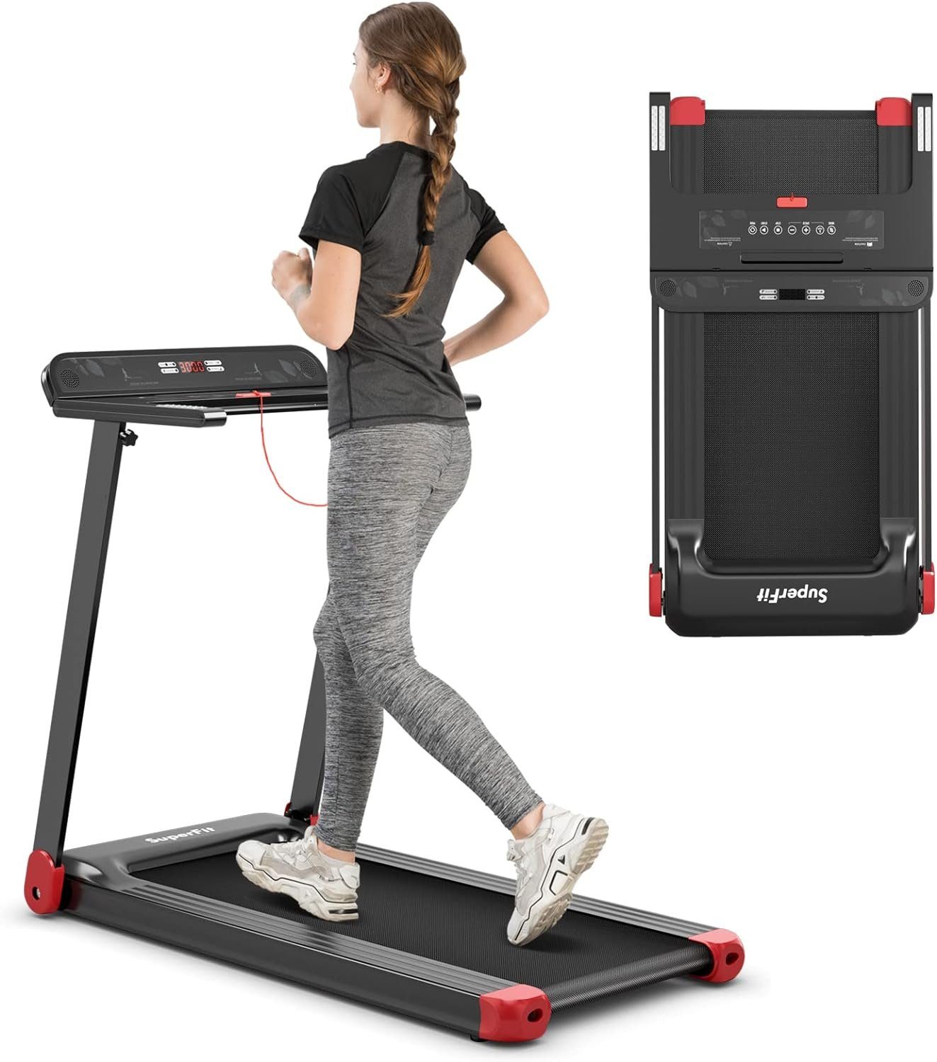 COSTWAY Laufband (Laufband Zuhause,0,75 HP Elektromotor,3 Modi & 12 Programme 0-12 km/h), Laufband Zuhause mit LED Display, 5-lagige Nutzung