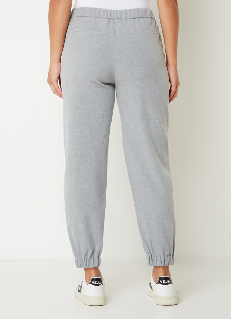Pantaloni OPUS Myha din flanel, talie medie, croială mulată.