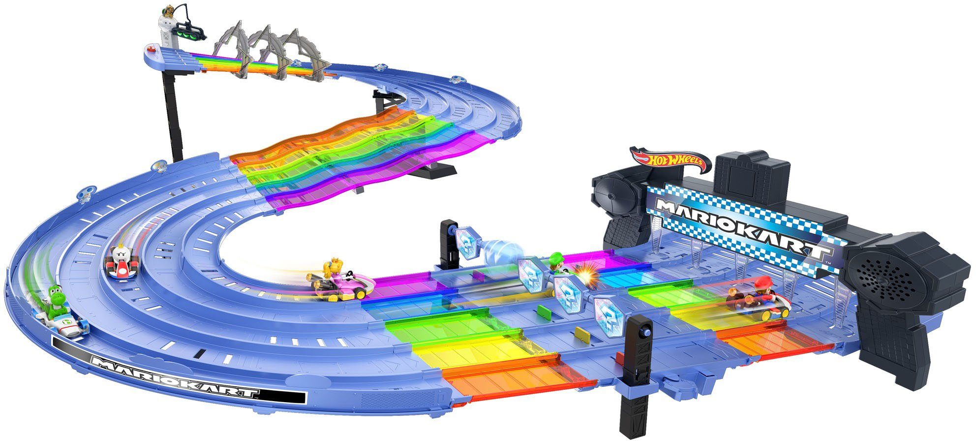 Hot Wheels Autorennbahn Mario Kart Regenbogen Rennstrecke, inkl. 2 Spielzeugautos