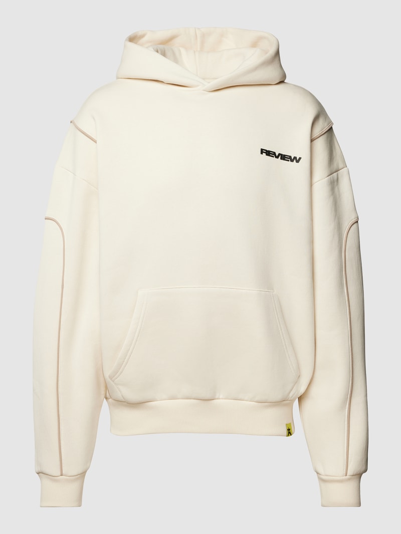 Hoodie mit Kontrastnähten in ecru