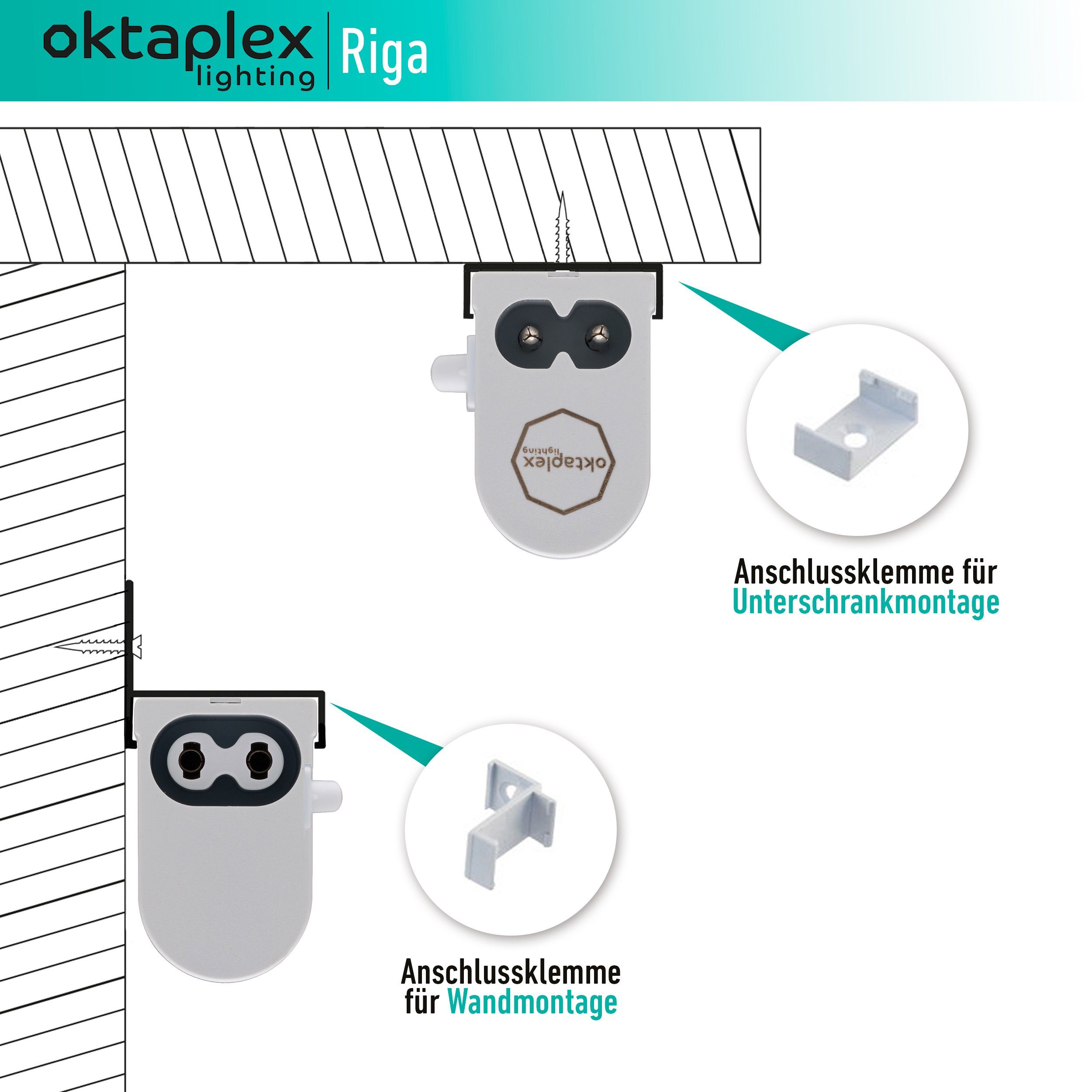Oktaplex lighting LED Unterbauleuchte Riga 4W 28cm 230V, Ein-/Ausschalter, LED fest verbaut, Warmweiß, 3000K Lichtleiste Küche Unterschrankleuchte