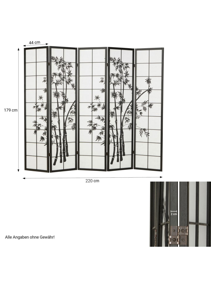 Homestyle4u 5-tlg. Paravent in Schwarz 220x179 günstig kaufen onesize