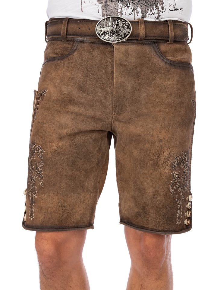 Gwandler Lederhose JONAS-gespeckt in dunkelbraun günstig kaufen