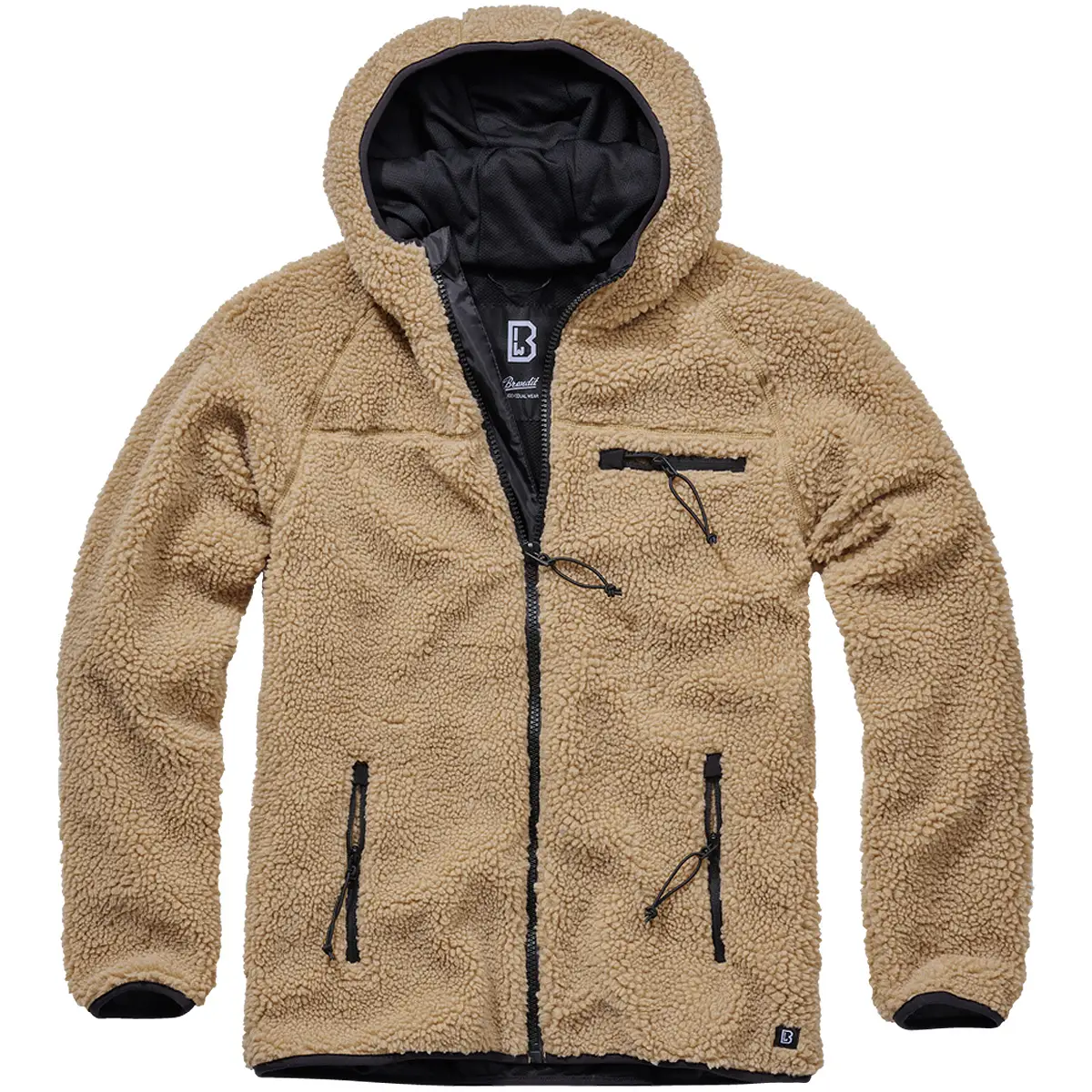Teddyfleece Worker Jacke mit Kapuze camel