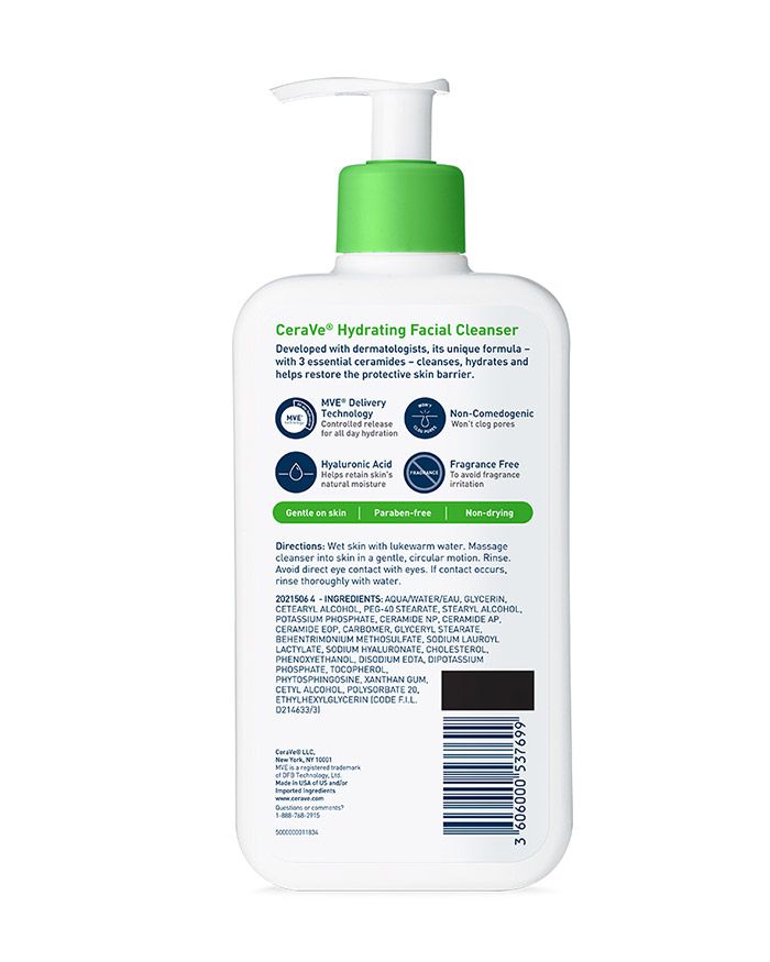 Nettoyant visage hydratant Nettoyant hydratant pour peaux normales à sèches