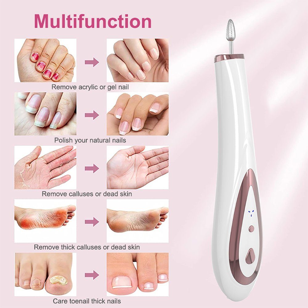 IBETTER Maniküre-Pediküre-Set Nagelfräser,Nagelpflege Set,Kabellos Elektrische Nagelfräse, wiederaufladbar, inkl. 11 Aufsätze, mit LED-Licht