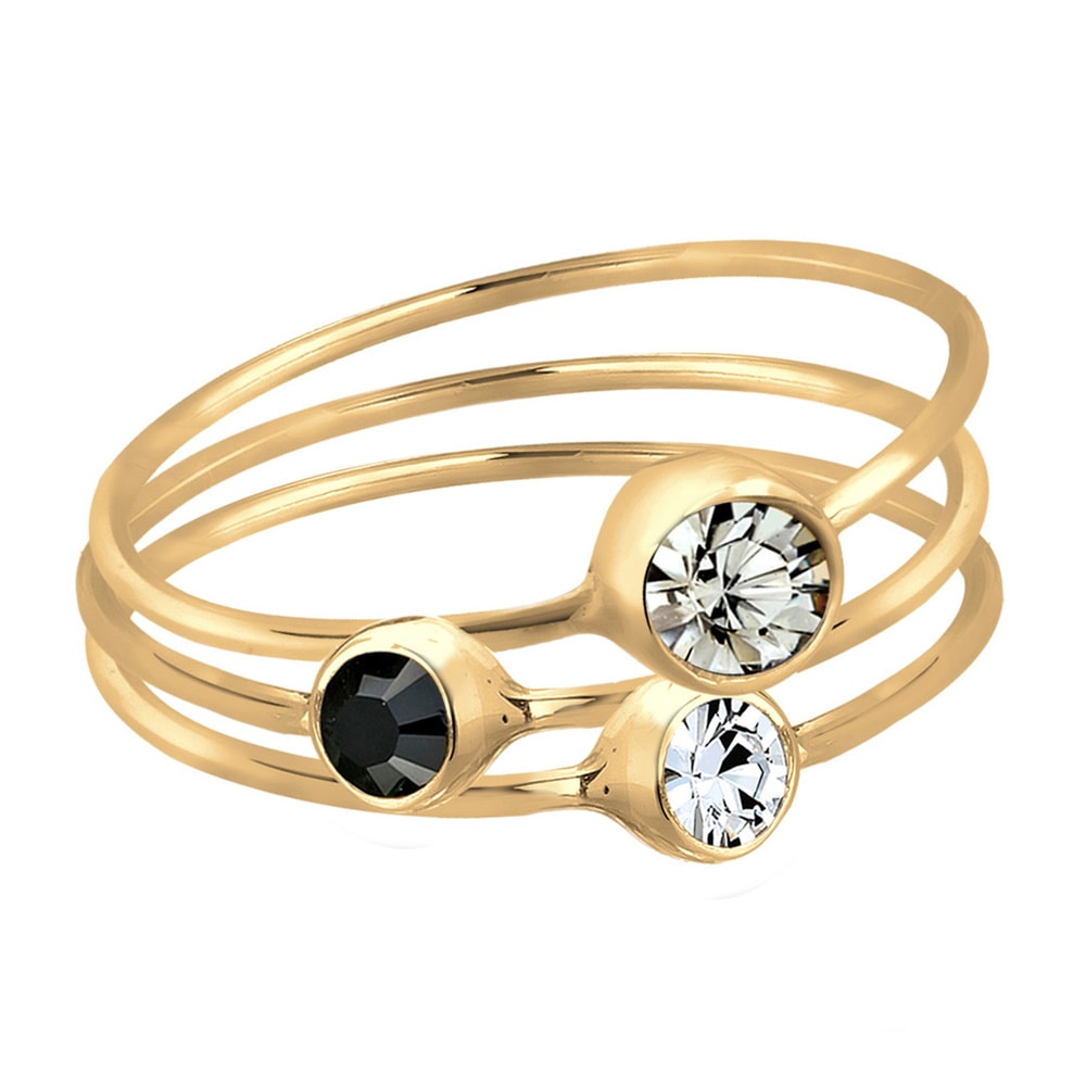 Elli Elli Bague Femmes Empilement Set de 3 Élégant avec Cristaux en Argent Sterling 92 Bague